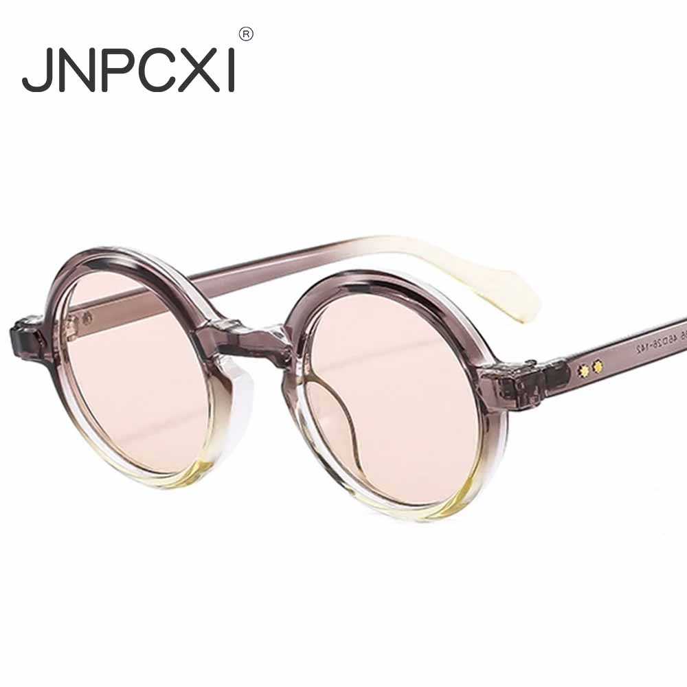 Retro Round Punk Women Sunglasses Fashion Double Color Gradient Purple Shades Men Rivets Sun Glasses UV400