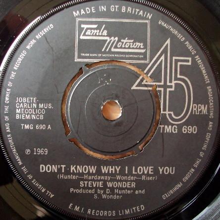 7inch Record STEVIE WONDER Dont Know Why I Love You TMG690 TAMLA MOTOWN 1969 UK SoulFunk Used