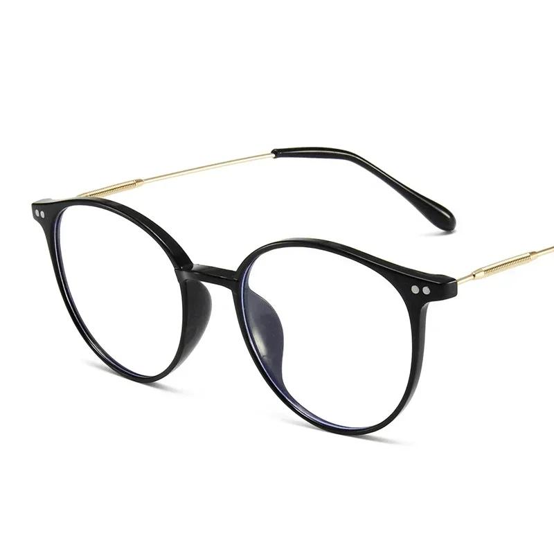 Fashion Anti-Blu Glasses Women Eyewear Retro Myopia Men Round Eyeglasses Frame Optical Computer Transparent Universal Glasses