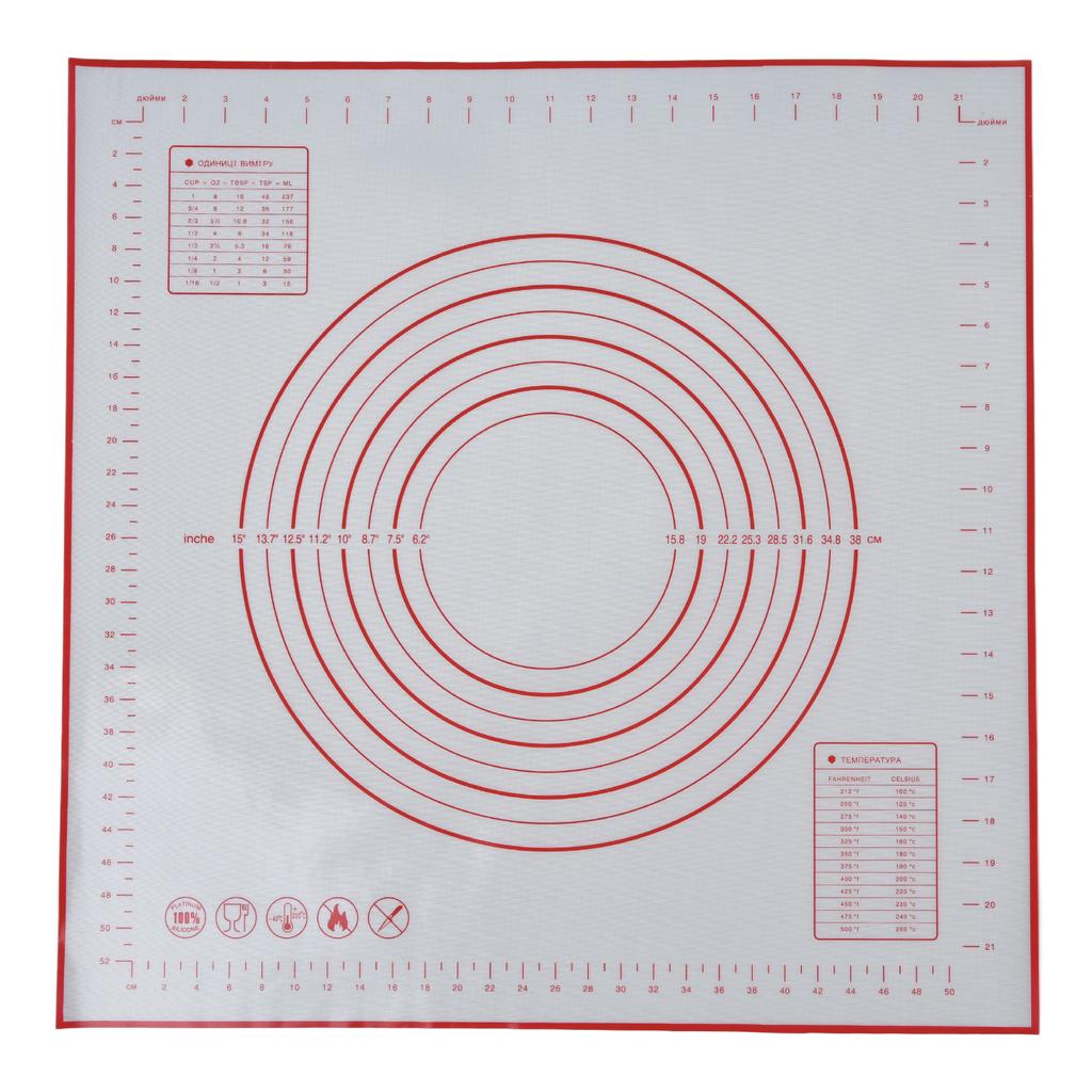 Силиконовый кондитерский коврик 60 X 60 см/23,6 X 23,6 дюйма Коврик для мастики с разметкой для раскатывания теста