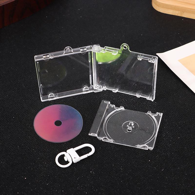 Blank Album Cd Case Keychain Pendant Mini Cd Player Keyring Peripheral Commemorative Album Key Holder Diy Bag Hanging Decoration