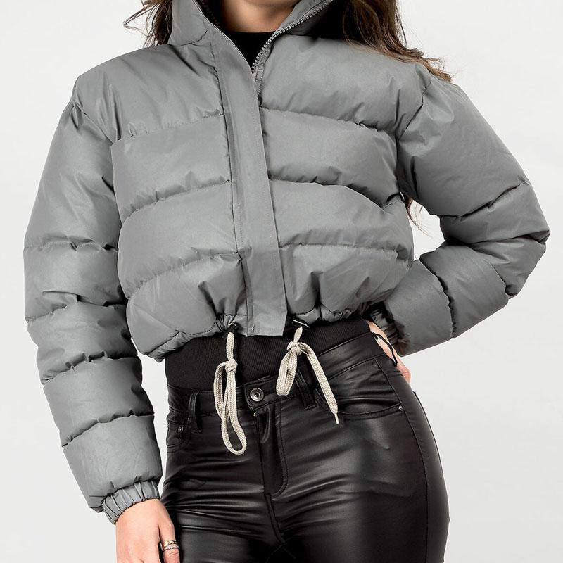 Зимние теплые куртки с воротником-стойкой и длинными рукавами на молнии, короткие хлопковые стеганые куртки