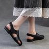 Johnature Hollow Out Breathable Comfortable Flat Sandals Retro Genuine Leather Casual Women's Shoes