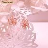 Naniwaai Earrings for Women Popular High Quality Zirconia Earrings Hypoallergenic Silver 925 Earrings 18K Brachila Plated Cute Flower Earrings Work