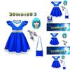 Kids Zombies 3 Cheerleader Cosplay Costume Halloween Dress Bag Wig Suit Gift Set