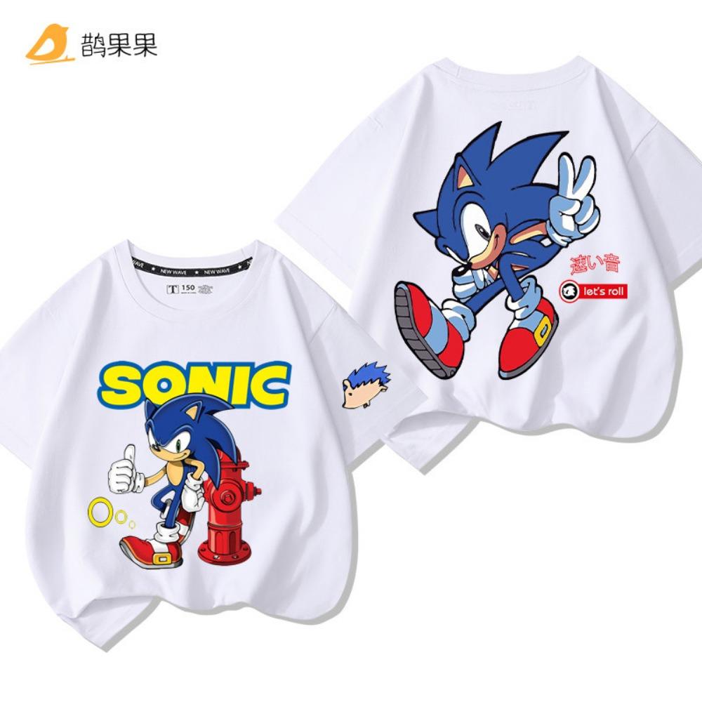Children's Cartoon Sonic the Hedgehog Print Outdoor Boys and Girls Comfortable Loose Short-sleeved Summer