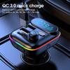 Автомобильный Bluetooth 5.0 FM-передатчик PD 20 Вт Type-C QC3.0 Dual USB зарядное устройство Красочный атмосферный свет MP3-плеер Lossless Music