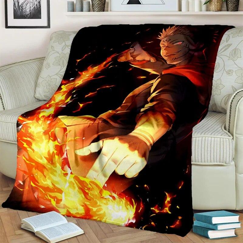 Jujutsu Kaisen Anime Itadori Yuji Blanket,Soft Throw Blanket for Home Bedroom Bed Sofa Picnic Travel Office Cover Blanket Kids