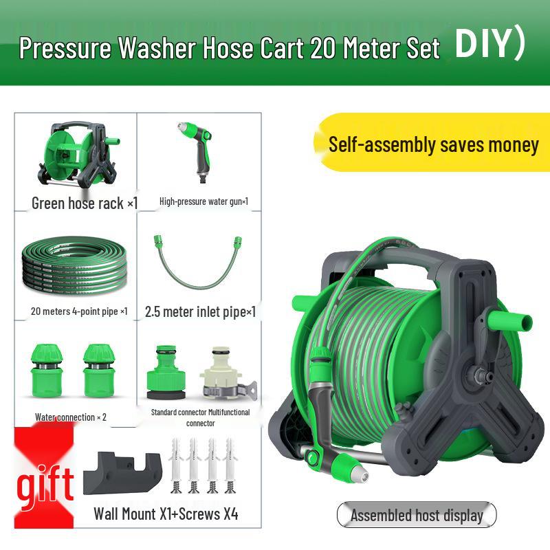 Садовый шланг высокого давления: Универсальный пистолет для полива и мойки автомобиля с выдвижной катушкой для садоводства и домашнего использования