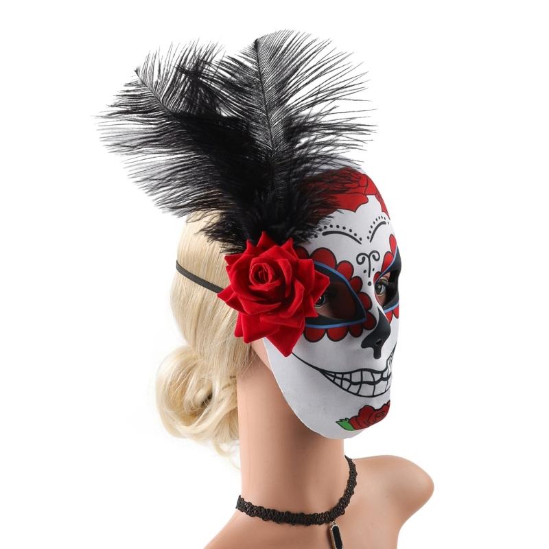 Sugar Skulls Mask Mexicans Masquerade Mask Day of the Dead Mask with Flower Halloween Mask Party Mask Full Face Mask