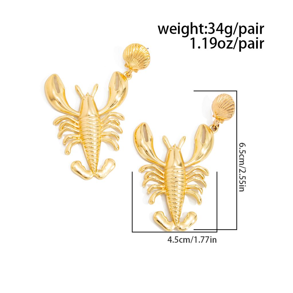 Ingemark Creative Unique Scallop Crayfish Stud Earrings for Women Vintage Irregular Gold Color Metal Piercing Ear Jewelry Gifts