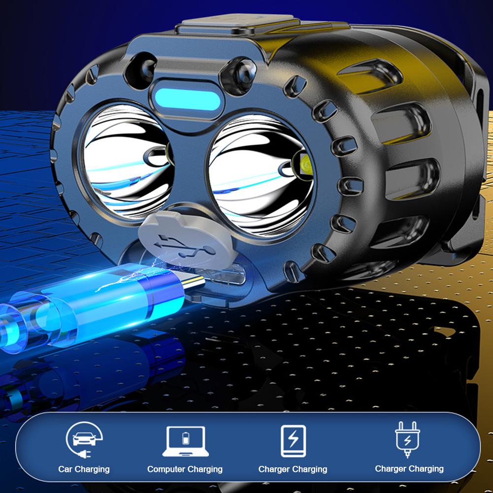 Мощный светодиодный налобный фонарь с датчиком движения, высокой яркости, водонепроницаемый IPX4, светодиодный налобный фонарик 500 мАч для бега, езды на велосипеде