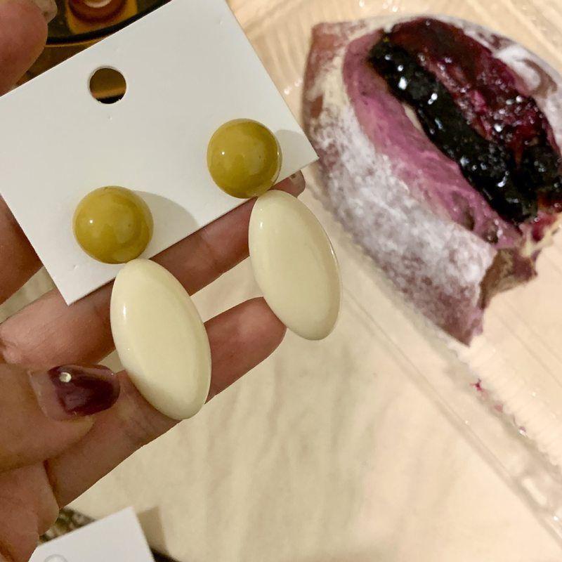 Серьги-подвески овальные «Серебряная игла» из Гонконга – Ретро, Простой, Высококлассный дизайн для женщин