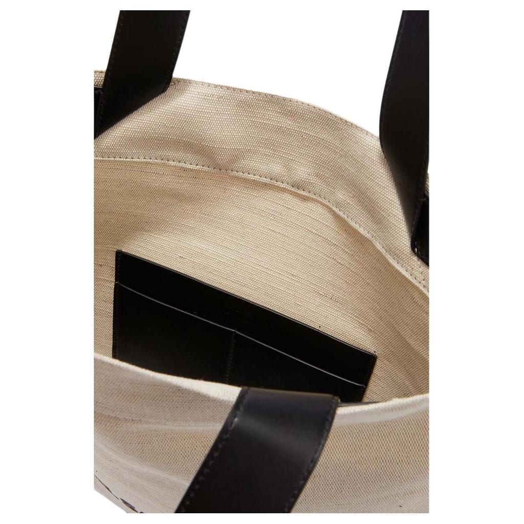 Jil Sander Logo Print Canvas And Leather Trim Tote Bag Men tote bags Natural J26WC0018P7060280