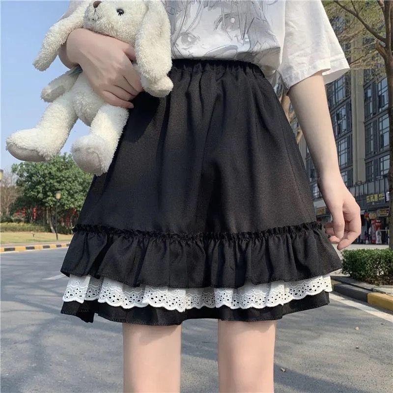 Мини-юбки женские с кружевными рюшами в японском стиле Kawaii