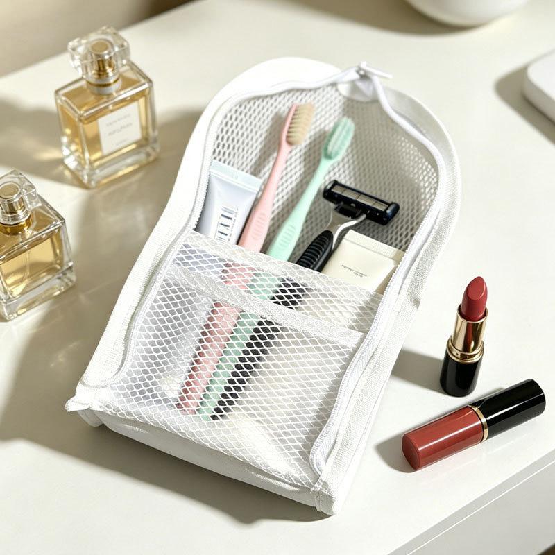 Mesh Toiletry Bag Portable Travel Cosmetic Organizer Shower Storage Pouch for Toothbrush Razor Makeup Supplies