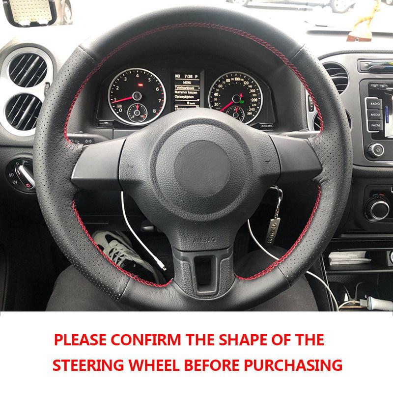 Black-red Perforated Microfiber Leather Car Styling Steering Wheel Cover Trim For VW Golf 6 Jetta MK6 Bora Polo Sagitar Santana
