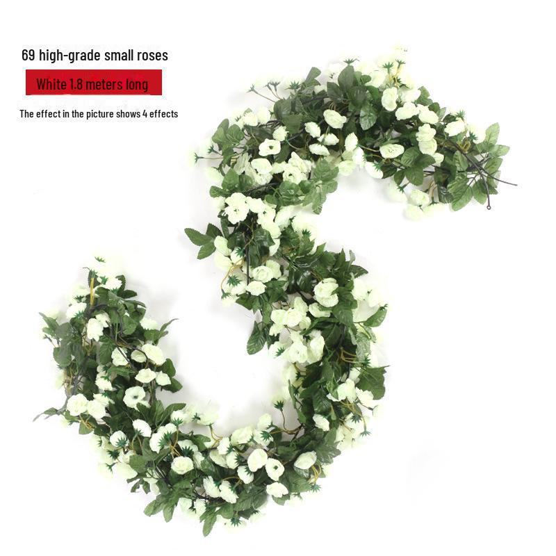 Artificial Rose Vine for Living Room Decoration, Air Duct Cover, Plastic Flower Garland