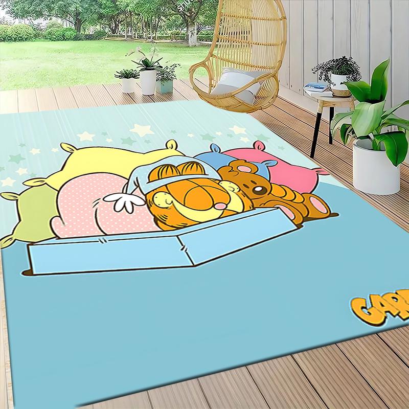 1Pc Garfield'S Cozy Nap Carpet Rug Customizable Soft Washable Antislip Home Living Room Sofa Mats Personalized Rug 091776