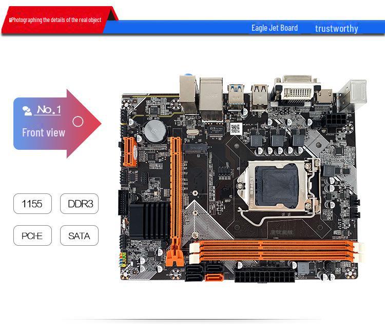 Игровая материнская плата Eagle Jet B75-1155: Интерфейсы DDR3, M.2, Gigabit, DVI/VGA/HDMI, PS2