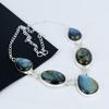 Natural Labradorite Gemstone Handmade 925 Sterling Silver Necklace, Labradorite Silver Necklace For Wife, Unisex Necklace Party Wear Giift