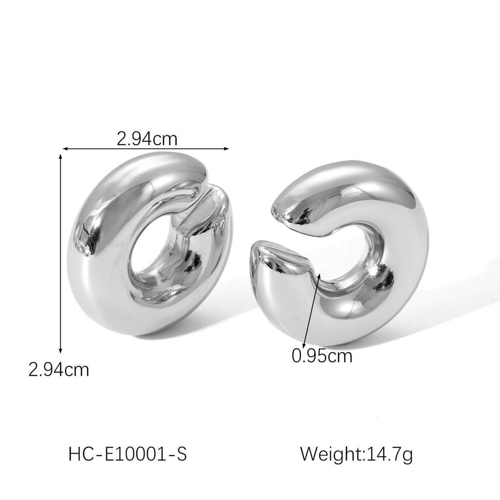 INS Модные Геометрические Минималистичные Серьги-Клипсы C-образной формы из Нержавеющей Стали с Покрытием из 18-каратного Золота, Не Тускнеющий Титан.