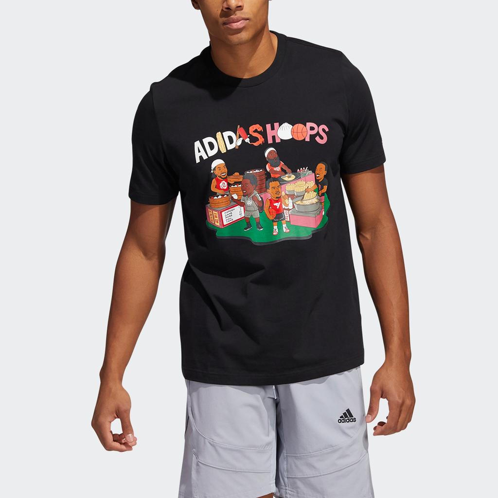Adidas T Shirts Men's Black Crew Neck Moderate Straight Fit HB6168