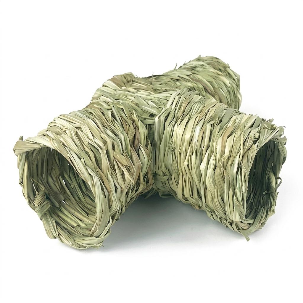 Hand-made Natural Grass Pet Tunnel Toy for Hamsters Chinchillas Hedgehogs Rabbits Foldable Hideout