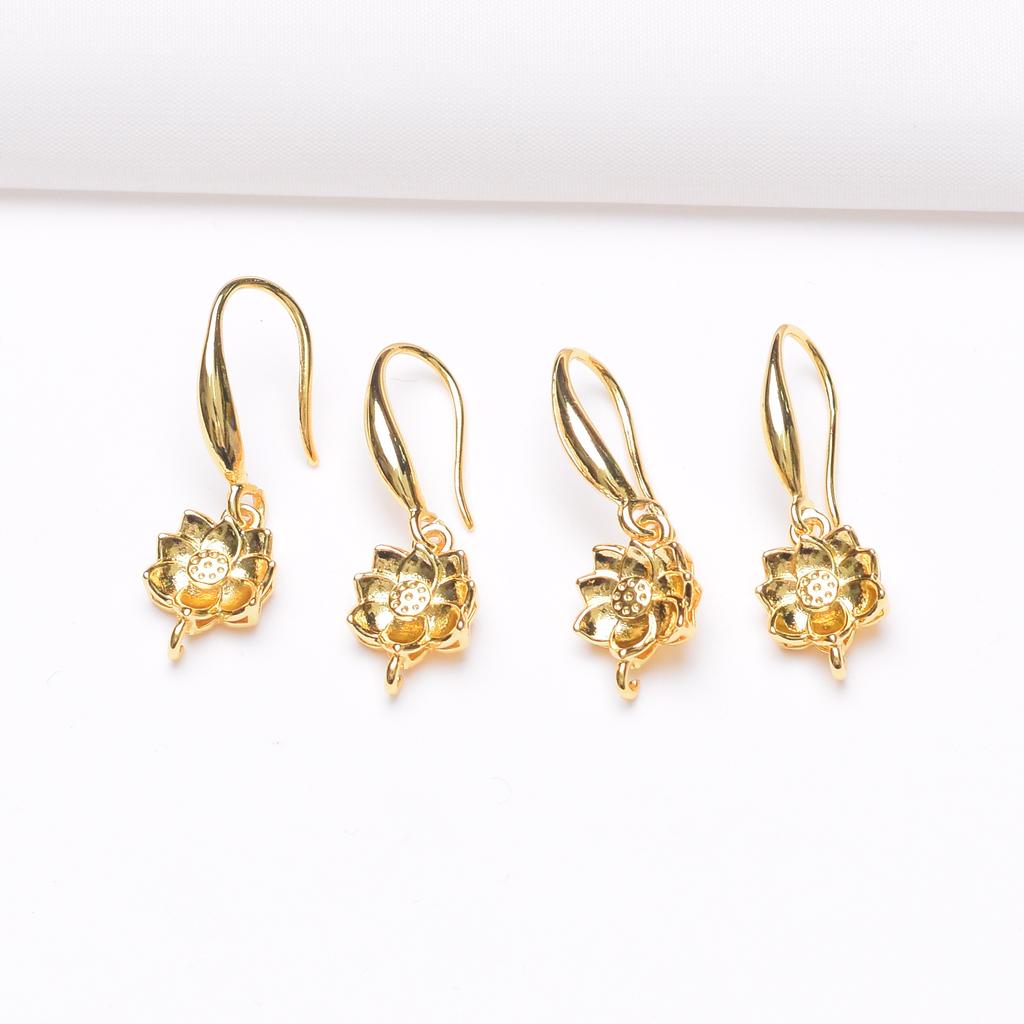 10 шт. Цветоустойчивость 14K сумка Золотой Лотос заушные крючки пряжки аксессуары антиаллергенные работа в процессе DIY материалы для ювелирных изделий ручной работы