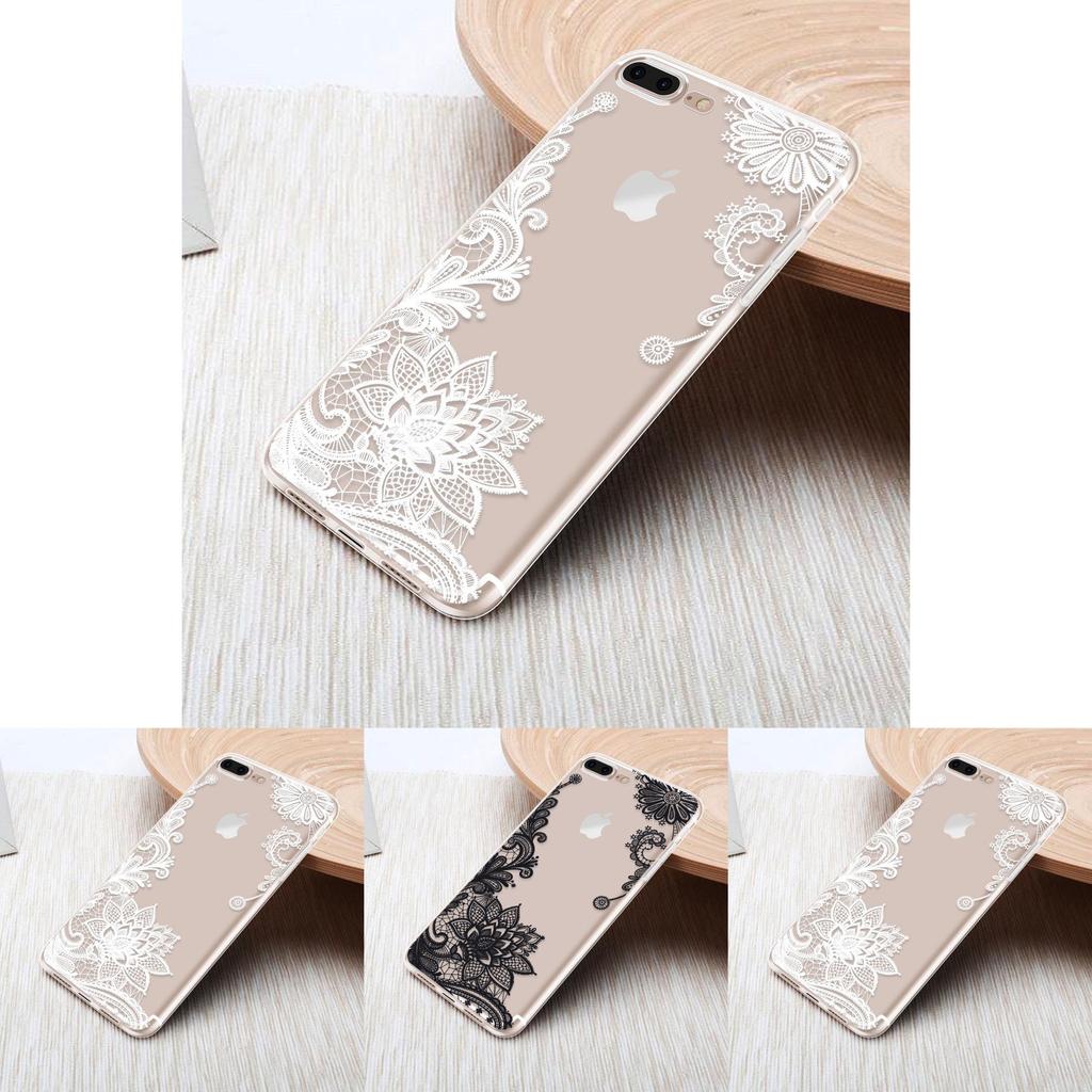 Lace Flower Slim Clear Soft Silicone Case Cover For Iphone X 6s 7 Plus 8