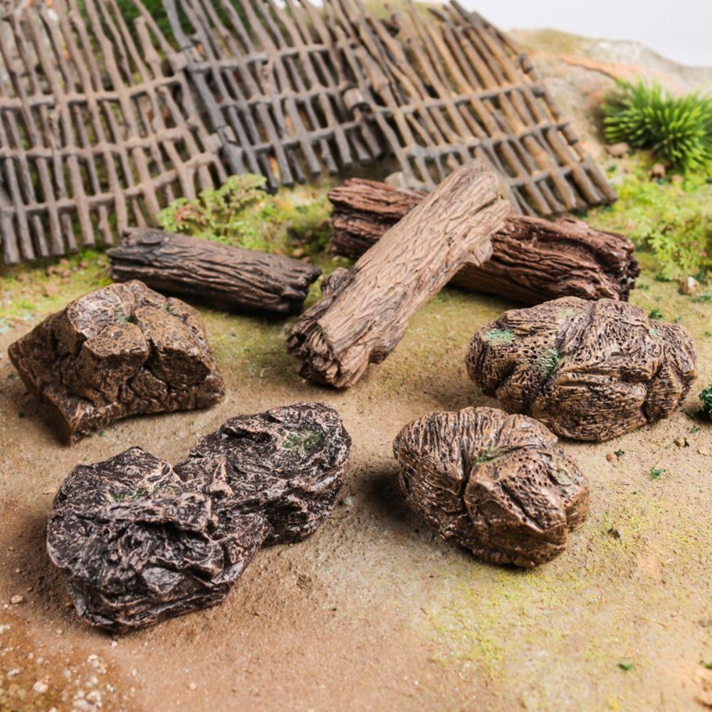 Сделай сам Миниатюрный Камень Пластик Камень Дерево Коряга Фигурка Игрушка Искусственная Коряга Универсальный