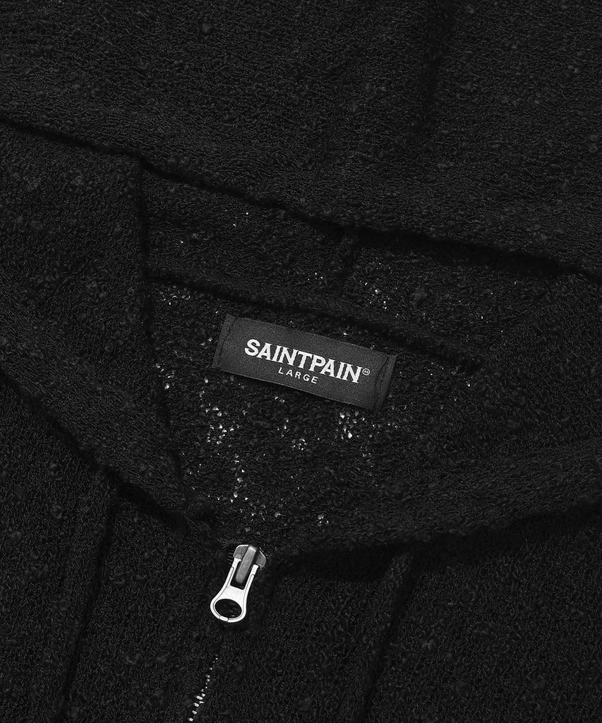 SAINTPAIN Sp Черный вязаный кардиган на молнии с крестообразным повреждением