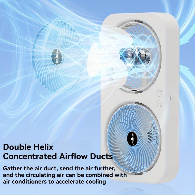 Double Head USB Fan Portable Desktop Fan, 360° Rotatable Blades, Adjustable Hanging and Standing Modes, 3-Speed Control,Rechargeable Personal Mini Fan