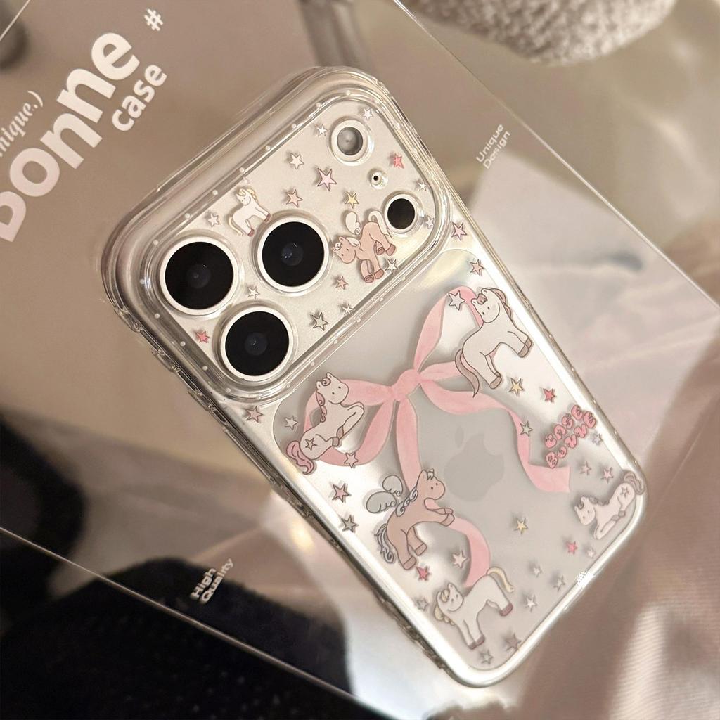 Розовый Пони с Бантом Чехол для Телефона для iPhone 16, iPhone 17, iPhone 17 Pro Max
