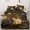 3D Black Bedding Set Pillowcase King Queen Full Single 200x200 Bed Linen Gold Design 3D Printed Duvet Cover Set For Teens Women