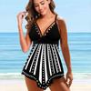 Women's Swimwear Tankini 2 Piece Swimsuit Dark Blue Crown Print Vacation Bathing Suits