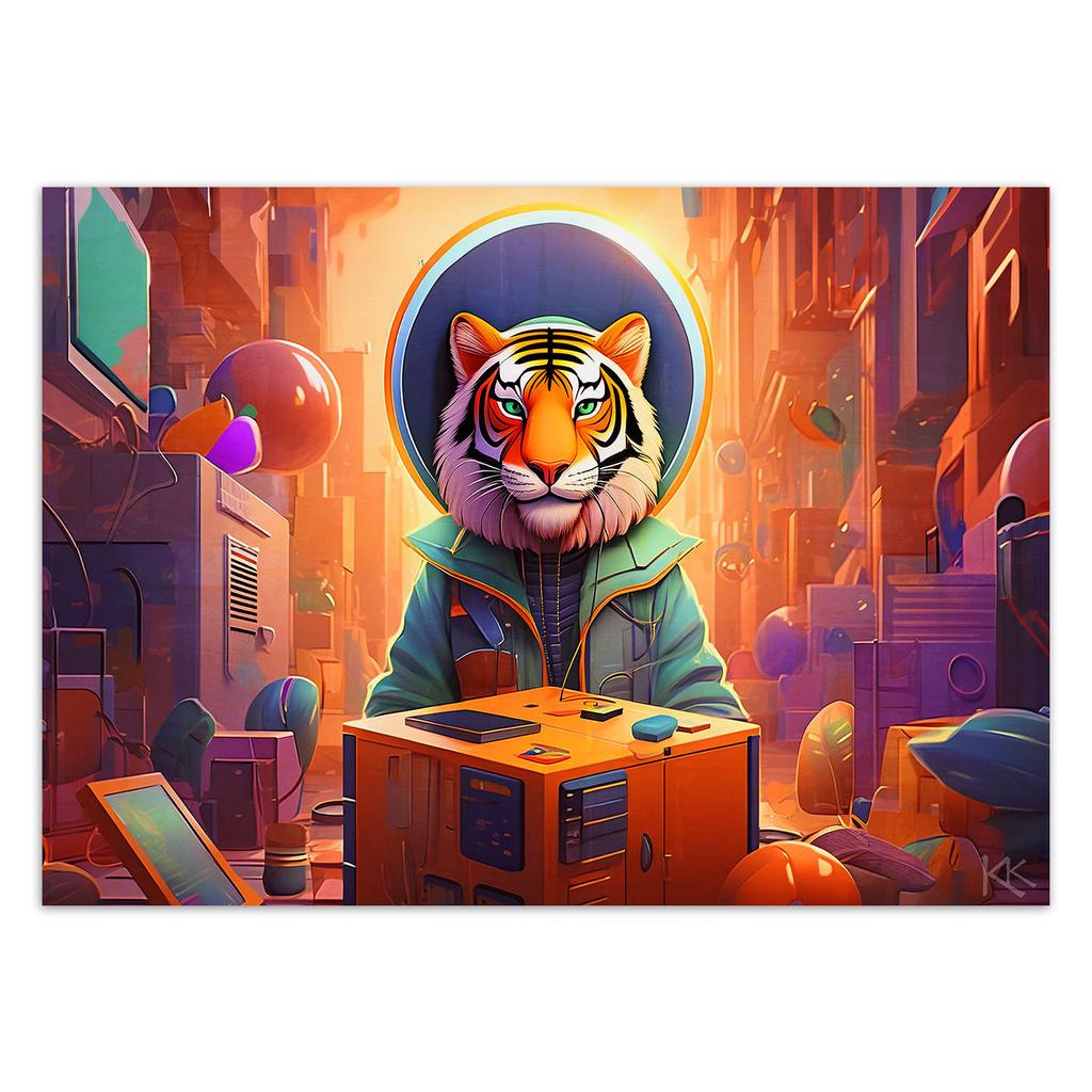 Wallpaper Modern Tiger Abstraction