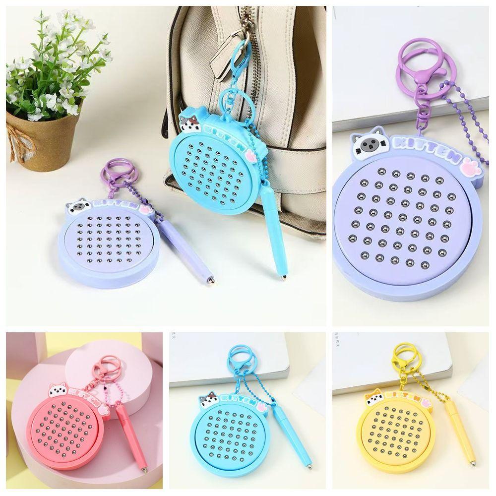 DIY Magnetic Drawing Board Keyring Kitten Cartoon Cat Pendant Mini Funny Keychain  Party Toy