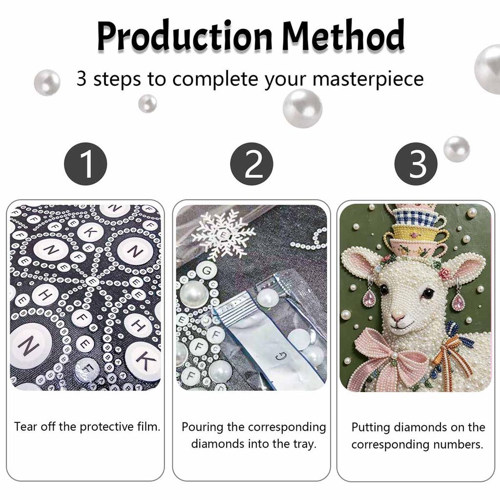Расслабляющий DIY набор для рисования жемчугом в рамке с дизайном чашки чая с ягненком 5D сверкающий холст с бусинами, поделка для декора детской комнаты, праздничный подарок