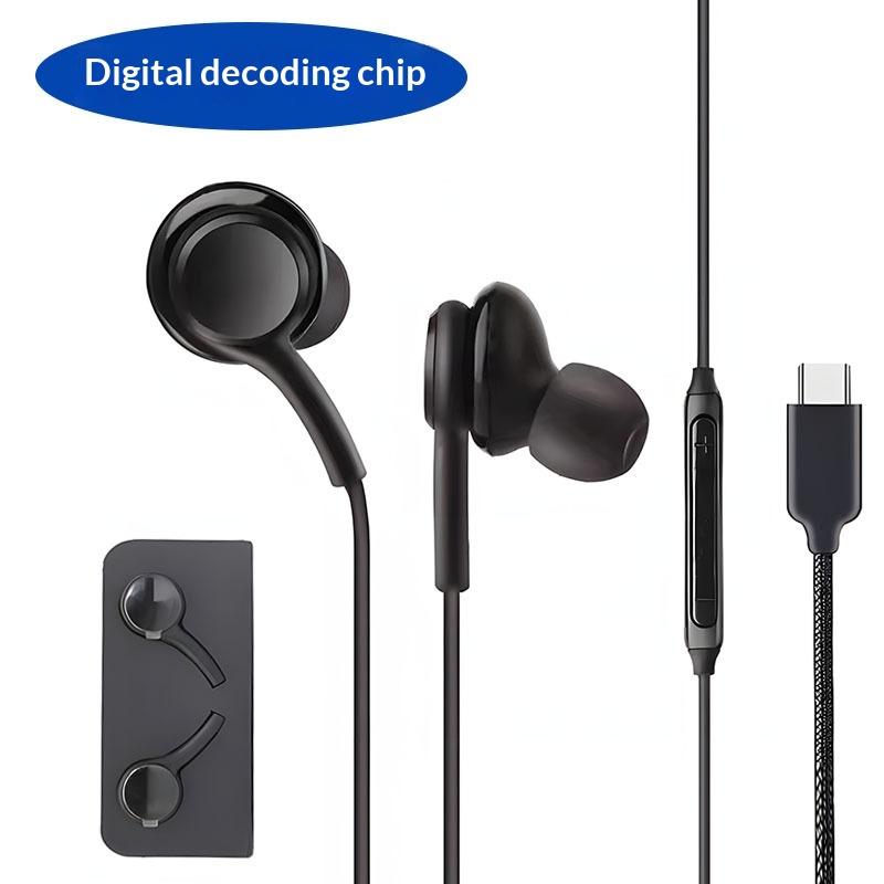 Проводные наушники-вкладыши USB-C с микрофоном, стереозвук Hi-Fi, плетеный кабель Type-C, 3,5 мм