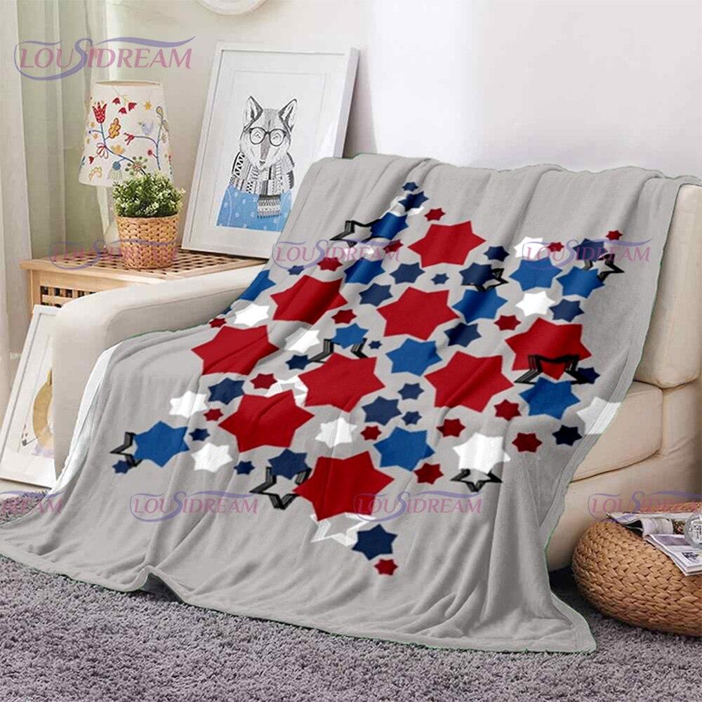 Одеяло из серии красного, белого и королевского синего цвета, мягкое фланелевое одеяло, одеяло для дома, спальни, дивана, пикника, путешествия, офиса, отдыха