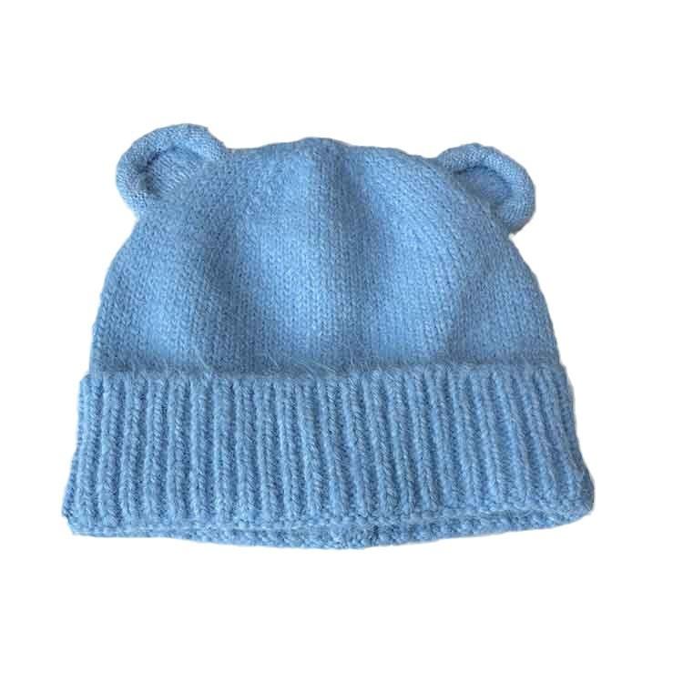 Cream Bear Sweet Cute Wind Ears Woolen Hat Ladies Autumn And Winter Pullover Knitted Warm Ear Protector Woolen Hat