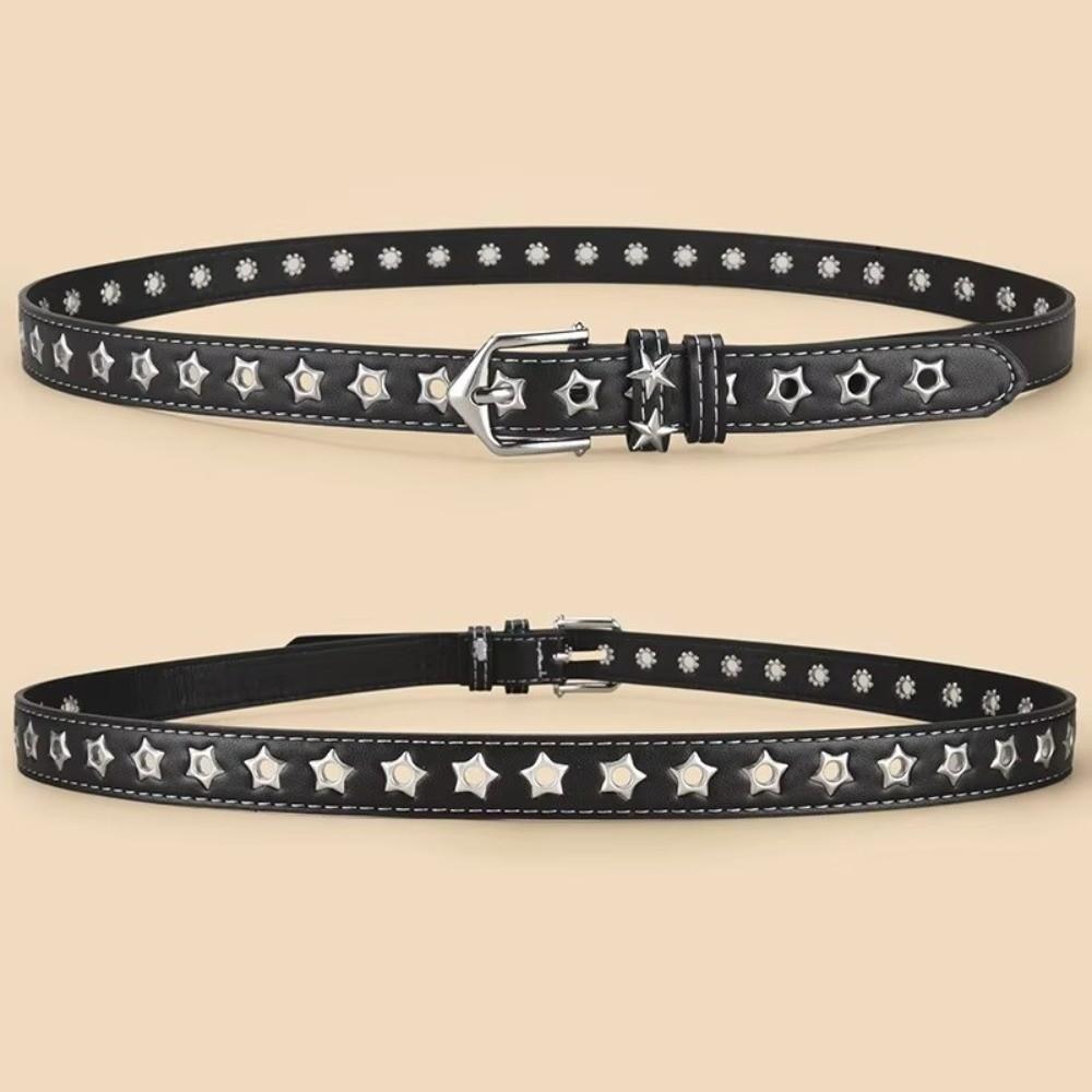 Pin Buckle Eyelet Belt Hollow Star Design Pin Buckle Belt Classic Designer Jeans Belt For Women