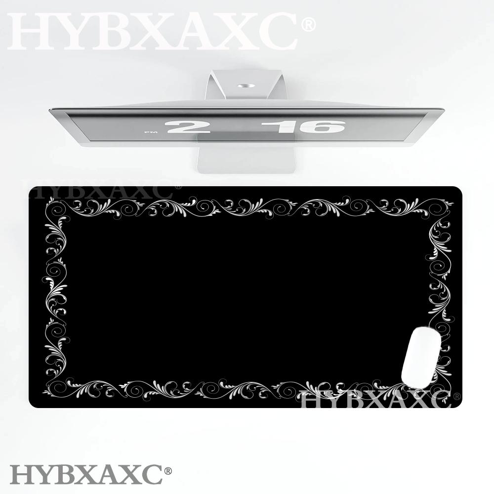 HYBXAXC Черный коврик для мыши с цветочным узором, большой коврик для компьютерного стола, офисный, игровой, с прошитыми краями, длинные коврики для стола