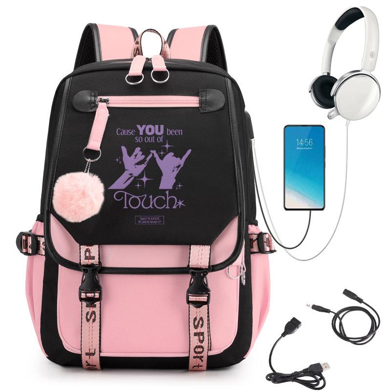KATSEYE K-Pop Girl Group Print School Student Backpack 60123-6 Large Capacity Lightweight Casual Travel Bag