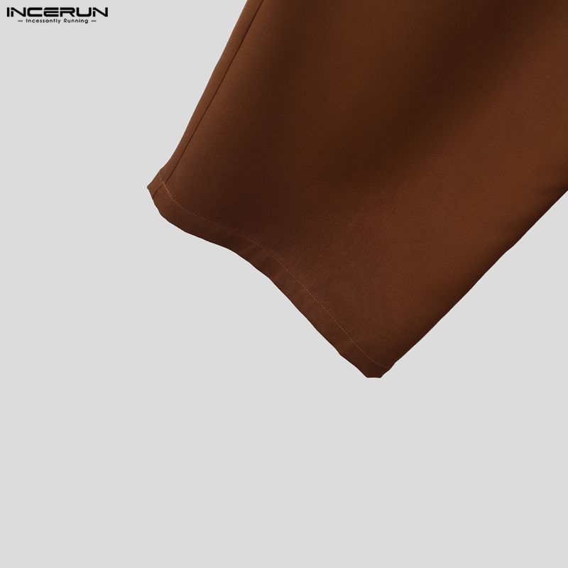 INCERUN Мужские наряды Пиковый лацкан Длинный рукав Необычный блейзер Ветровка Длинные брюки Повседневные костюмы-двойки