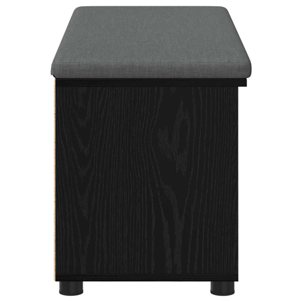 Hall Bench with Cushion and Shelf Black Oak 100 x 38 x 46 cm