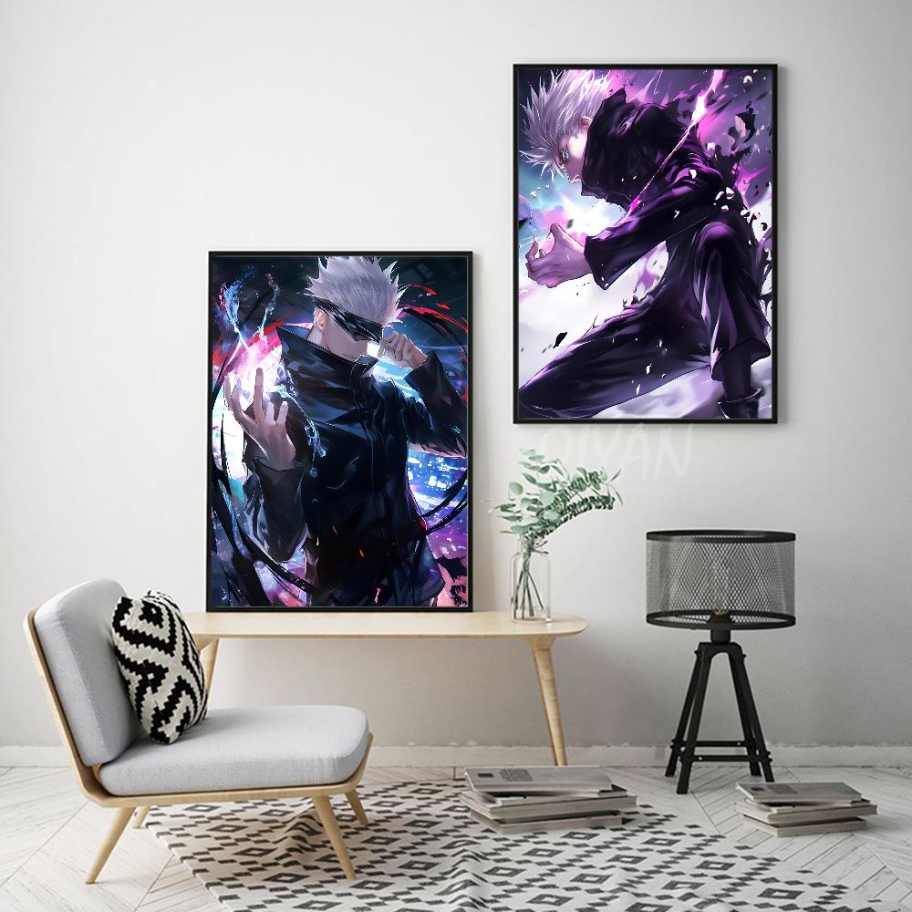 1 шт. Популярный классический аниме мальчик J-Jujutsu Kaisen Годзё Сатору Постер HD Постеры Декор для дома, комнаты, бара, кафе, Искусство, Настенная живопись, Картина