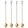 4Pcs Mixing Spoons Polished Surface Food Grade Comfortable Handle Non-sticky Rust-proof Stirring Bright Finish Stainless