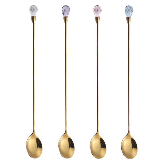 4Pcs Mixing Spoons Polished Surface Food Grade Comfortable Handle Non-sticky Rust-proof Stirring Bright Finish Stainless